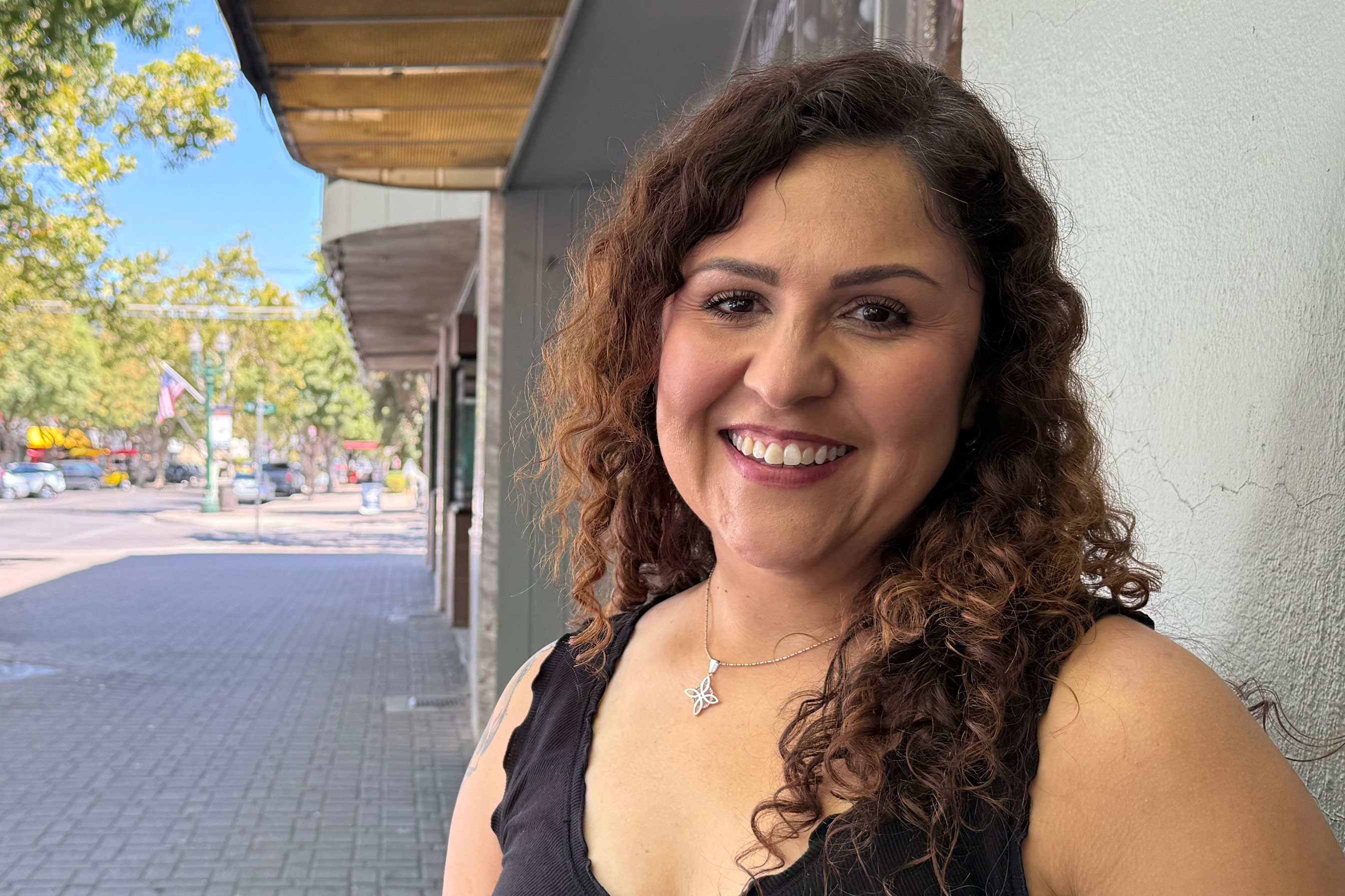 A photo of nurse Lorena Burkett smiling outside.