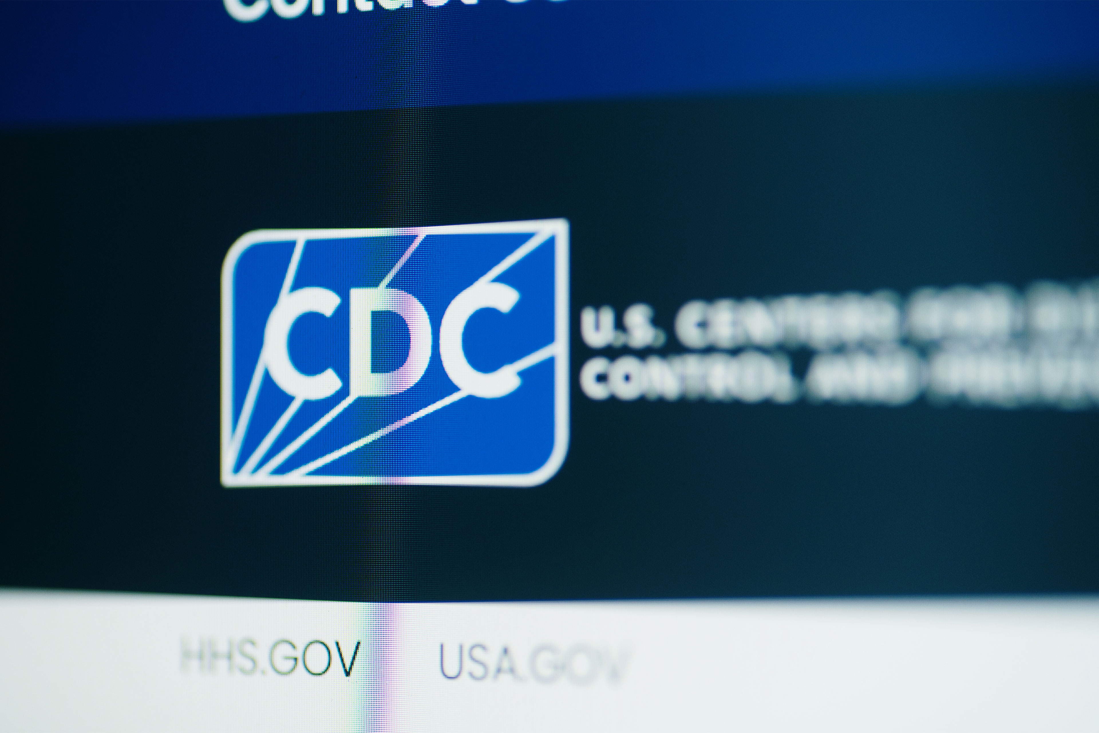 A close-up photo of the header of the CDC website.