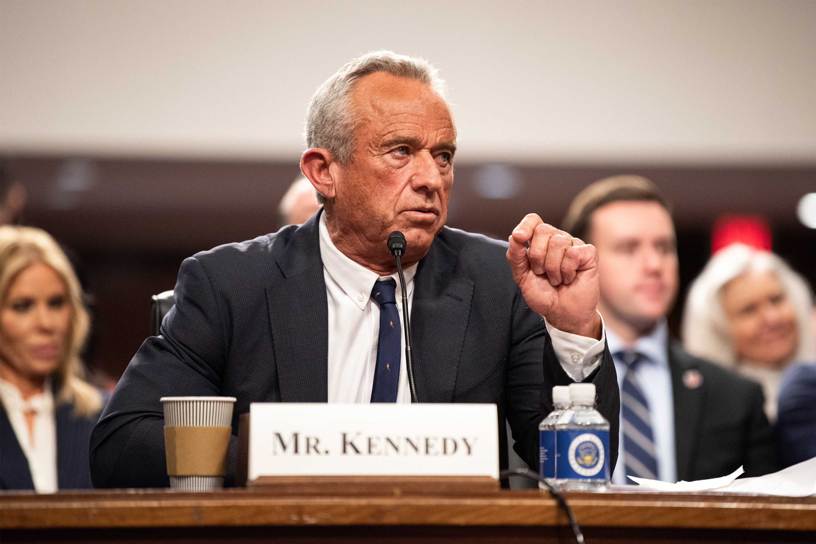 A photo of Robert F. Kennedy Jr. at a Senate hearing.