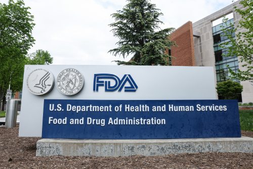 A photo shows a sign with the Food and Drug Administration's logo at its headquarters in Silver Spring, Maryland.
